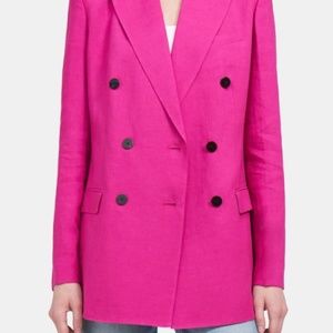 Theory Double Breasted Blazer in Linen - 0